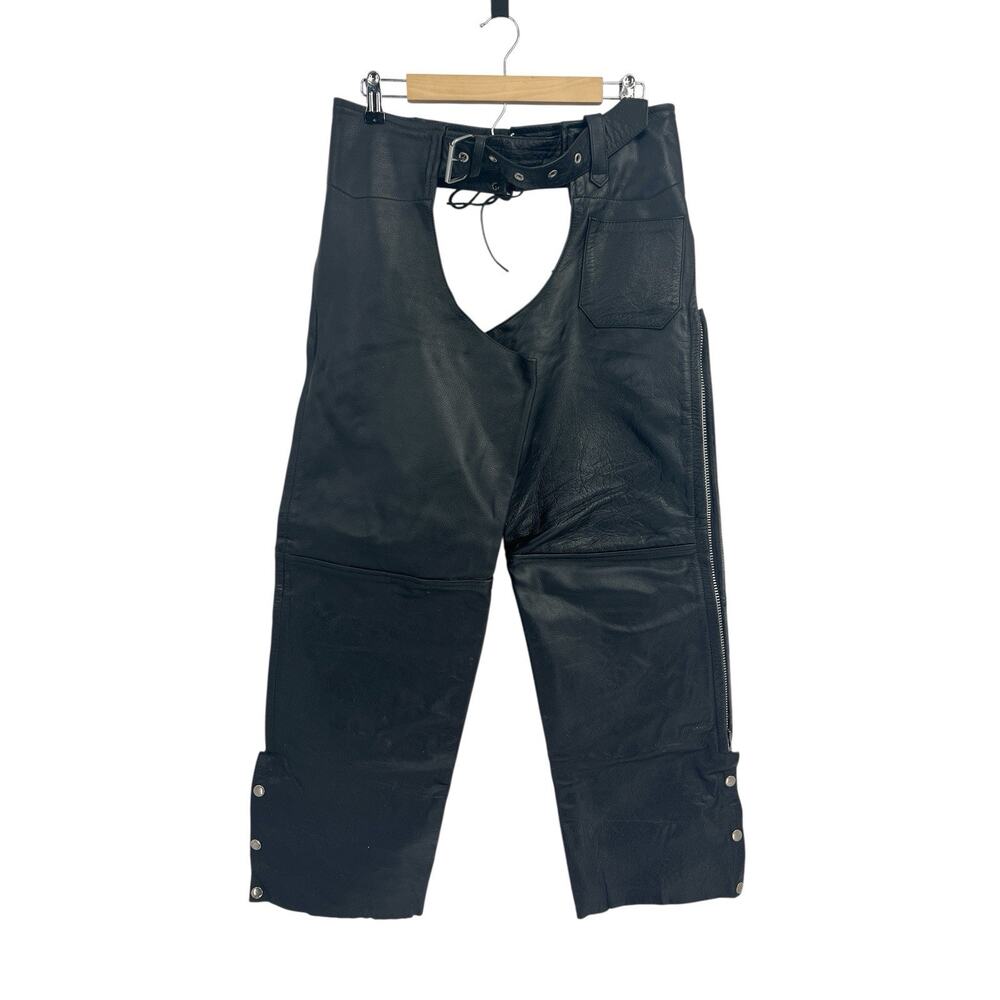 Vintage Raider Black Leather Chaps Large Motorcycle